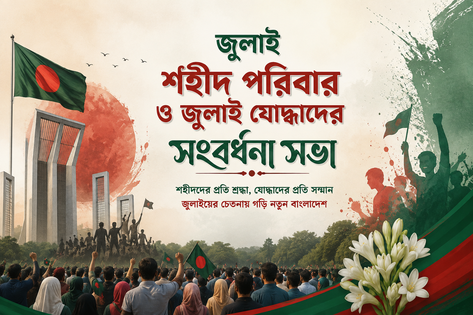 জুলাই শহিদ পরিবার এবং জুলাই যোদ্ধাদের সংবর্ধনা